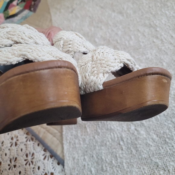 Seychelles Womens SZ 6 Smoke Show Heeled Natural Macrame SandalBoho NWOT or box - Picture 8 of 10